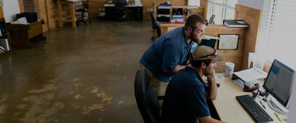 Staff working on map